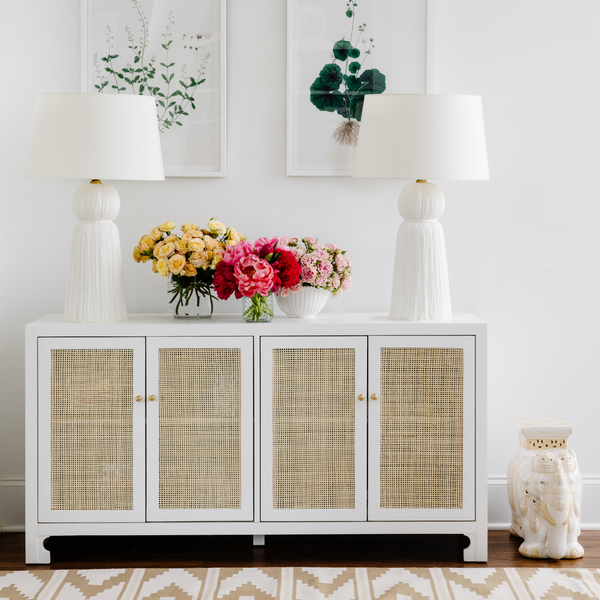 White and on sale cane console